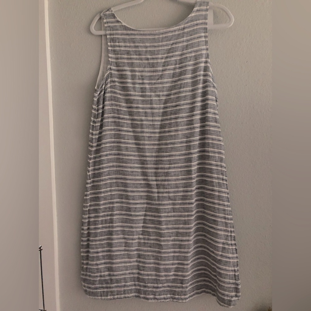 Striped Cotton/Linen Beachlunchlounge Shift Dress sz Small